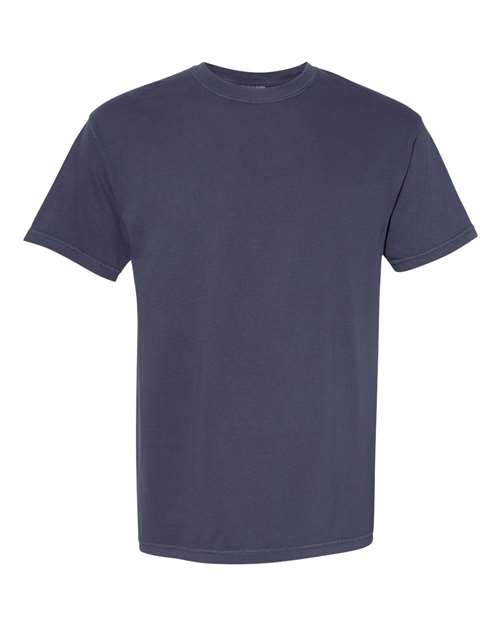 Crewneck T-shirt in dark navy, short sleeves, ribbed crew collar.