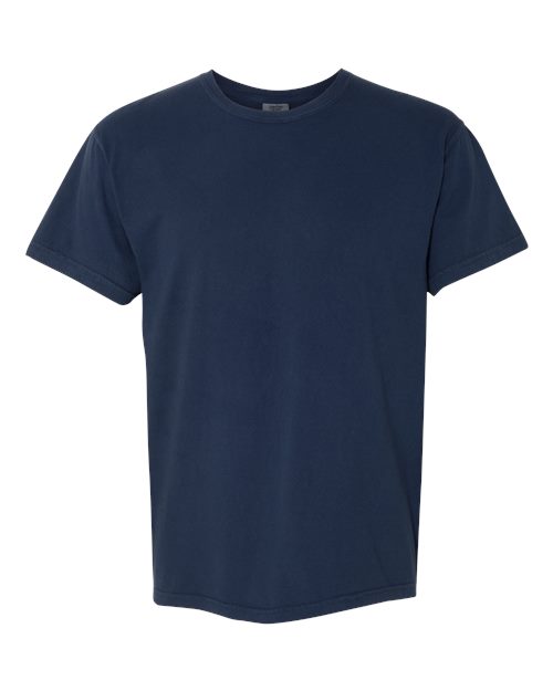 Navy heavyweight crew-neck T-shirt with short sleeves, plain front