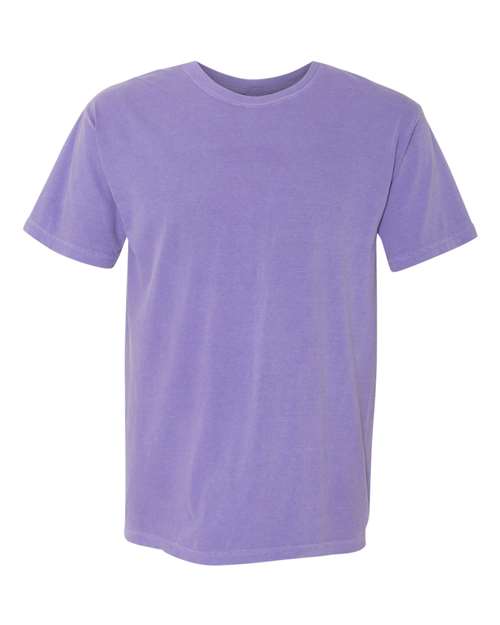Lavender heavyweight crew-neck T-shirt with short sleeves, plain design