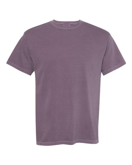 Mauve heavyweight crew-neck T-shirt with short sleeves, plain design
