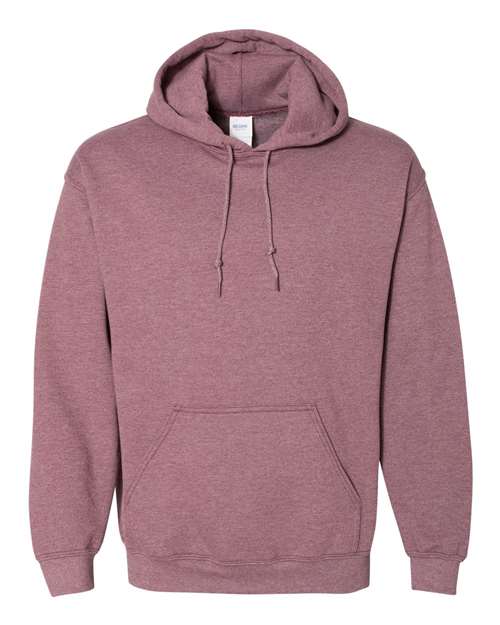Heather mauve pullover hoodie sweatshirt with drawstring hood and front pouch pocket