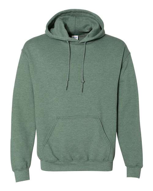 Hooded sweatshirt in muted green with front pouch pocket and drawstring hood