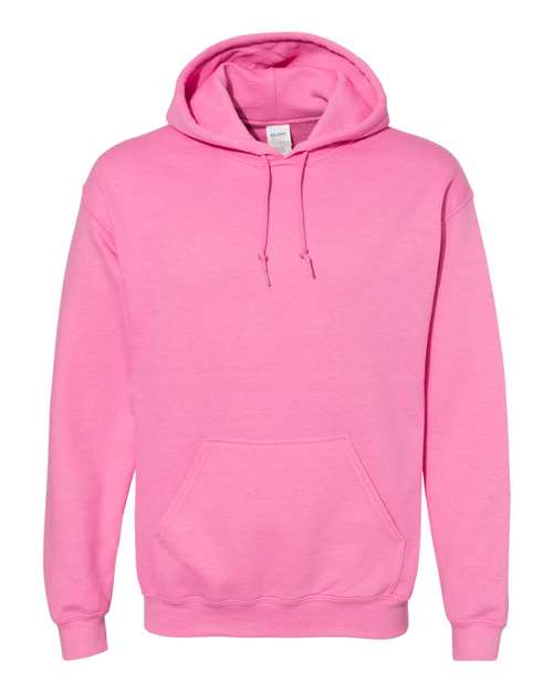 Pink hooded sweatshirt with front kangaroo pocket and drawstring hood