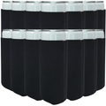 Black slim neoprene can cooler with stitched side seam and light top rim