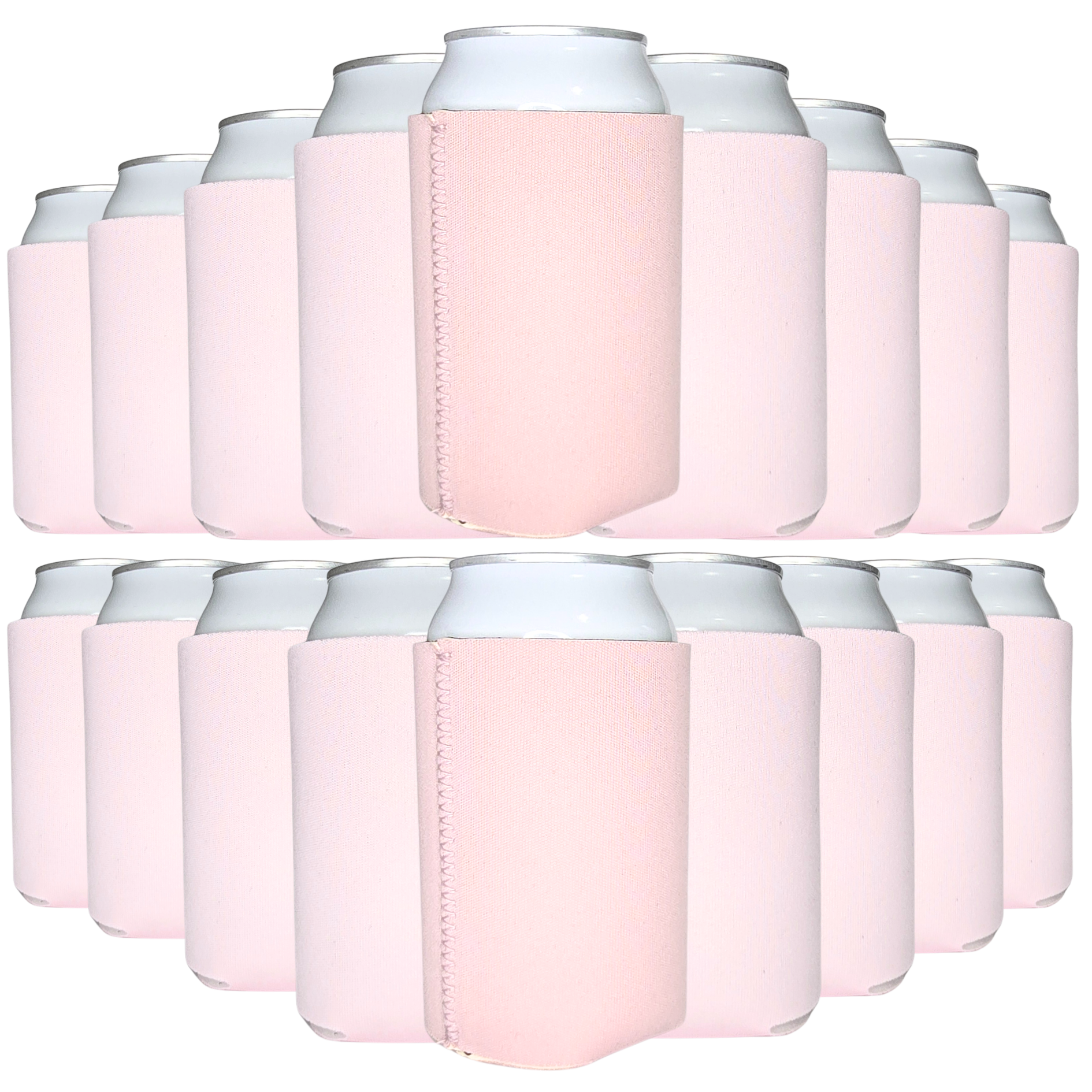 Blush pink neoprene can coolers with stitched sleeve, set of standard-size holders