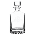 850ml round glass decanter with printed monogram, glass stopper and faceted base