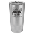 Stainless steel 20 oz tumbler with clear slider lid, printed “Organic Produce” logo
