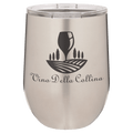 Polar Camel vacuum insulated stemless wine tumbler with lid, stainless with Vino Della Collina graphic