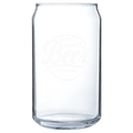 Polar Camel 16 oz clear glass can with embossed Craft Belly Premium design